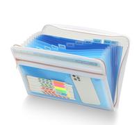 H4D 13 Pocket Expanding File Folder Organizer, Accordion File Organizer Folder, Acordian File Keeper 12 Pocket, Expandable Filing Folders for Documents, Papers Letter Size, Blue