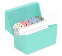 H4D 3x5 Index Card Holder with 100 Heavyweight Ruled Index Cards and 25 Plastic Dividers, Mint Green
