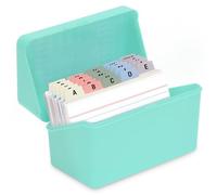 H4D 3x5 Index Card Holder with 100 Index Cards and 25 Dividers, Mint Green