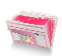 H4D Accordion File Organizer, 13 Pocket Expanding File Folder, Pink