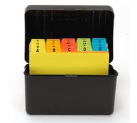 H4D Index Card Holder 4x6 Inches with 25 Plastic Dividers, Black