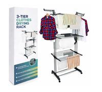 H4H 4 Tier Clothes Drying Rack Foldable Adjustable Airer With Side Wings For Indoor Outdoor Laundry Heavy Duty Portable Clothes Horse
