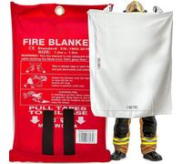 H4H 5X Emergency Fire Blanket Large 1M X 1M Fiberglass Fire Suppression Blanket With Loops For Kitchen Home Office Garage Caravan Wall