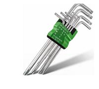 H4H Long Reach Torx Allen Key Set 9Pc T10 To T50 1.5 To 10mm Extra Long Security Star Hex Wrench Set Chrome Plated Steel For Bike Repa
