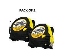 H4H Pack Of 2 Heavy Duty 7.5 Meter Tape Measures With 25mm Wide Blade Retractable Griplock Design Metric And Imperial Markings