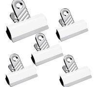 H4H Pack Of 5 70mm Jumbo Bulldog Letter Clips Strong Grip White Paper Clamps For Office School And Home Use