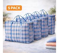 H4H Pack Of 5 Jumbo Zip Storage Bags 80X60X30Cm Extra Large Reusable Laundry And Clothes Bags With Handles For Bedding Travel