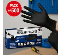 H4H Pack Of 500 Black Vinyl Disposable Gloves In Extra Large Size Latex Free And Powder Free Safe Gloves Are Suitable For Everything