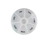 H4H Round Pill Box Organizer Weekly 7 Day Travel Medicine Dispenser Compact Tablet Case For Vitamins Supplements Easy Open Portable
