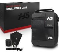 H5 Large Smell Proof Stash Box Set - Premium YKK Zippers - Odor Proof Dog Tested Bag Plus Smellproof Container, 4X Resealable Pouches, Strap, Combo Lock- Smell Proof Case/No Scent Travel Storage Bag