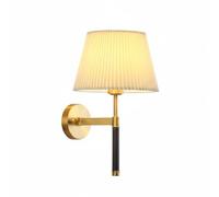H65 Brass Wall Sconce, E27/E14 Modern Classic Wall Light, Decorative Fixture with Frosted Glass or Pleated Fabric Shade for Bedroom, Living Room, Hallway, Bedside(15Cm/5.91In)/20Cm/7.87In