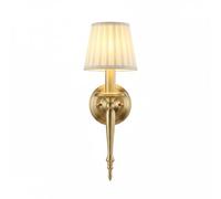 H65 Brass Wall Sconce, E27/E14 Modern Classic Wall Light, Decorative Fixture with Frosted Glass or Pleated Fabric Shade for Bedroom, Living Room, Hallway, Bedside(15Cm/5.91In)/15Cm/5.91In