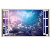 H670 Night Sky Stars Clouds Purple Window Wall Decal 3D Art Stickers Vinyl RoomKids Bedroom Baby Nursery Cool Livingroom Hall Boys Girls (HUGE (100x175cm))