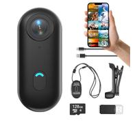 H7 128GB 1080P Thumb Action Camera, Mini Body Cameras, Wearable Pocket Vlogging Camera with Magnetic Lanyard, Small Portable Body Cam Helmet Cam for Work, Cycling, Travel, Pet Walking(128G)