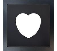 H7 Black Picture Photo Frame With Black Heart Mount 10 x 10 for Image Size 6 x 6 Inch
