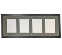 H7 Black Picture Photo Frame with Dark Grey 7 x 5 Inch Four Aperture Long Mount
