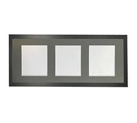 H7 Black Picture Photo Frame with Dark Grey 7 x 5 Inch Three Aperture Long Mount
