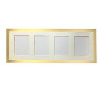 H7 Gold Picture Photo Frame with Ivory 7 x 5 Inch Four Aperture Long Mount