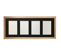H7 Oak Picture Photo Frame with Black 7 x 5 Inch Four Aperture Long Mount