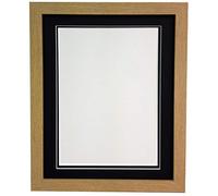 H7 Oak Picture Photo Frame With Black Double Mount 10"x8" for Pic Size 8"x6"