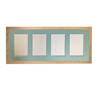 H7 Oak Picture Photo Frame with Blue 7 x 5 Inch Four Aperture Long Mount