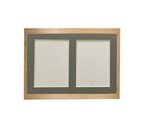 H7 Oak Picture Photo Frame with Dark Grey 5 x 3.5 Inch Two Aperture Mount