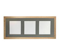 H7 Oak Picture Photo Frame with Dark Grey 7 x 5 Inch Three Aperture Long Mount
