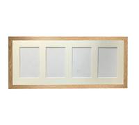 H7 Oak Picture Photo Frame with Ivory 7 x 5 Inch Four Aperture Long Mount