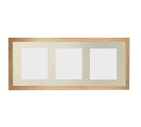 H7 Oak Picture Photo Frame with Ivory 7 x 5 Inch Three Aperture Long Mount