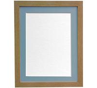 H7 Oak Picture Photo Frame with Light Blue Mount 8 x 6 For Image size 6 x 4 inch