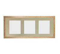 H7 Oak Picture Photo Frame with Light Grey 7 x 5 Inch Three Aperture Long Mount