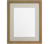 H7 Oak Picture Photo Frame with Light Grey Mount 16 x 12 For Image size 12 x 10 inch