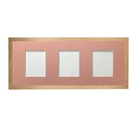 H7 Oak Picture Photo Frame with Pink 7 x 5 Inch Three Aperture Long Mount