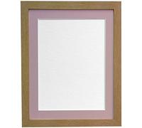 H7 Oak Picture Photo Frame with Pink Mount 12 x 10 For Image size 9 x 7 inch