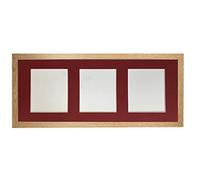 H7 Oak Picture Photo Frame with Red 7 x 5 Inch Three Aperture Long Mount