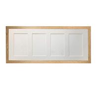 H7 Oak Picture Photo Frame with White 7 x 5 Inch Four Aperture Long Mount
