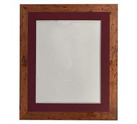 H7 Picture Photo and Poster Frame Vintage Wood with Red Mount A2 Image Size A3 Plastic Glass