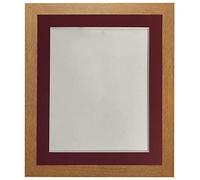 H7 Picture Photo Frame Oak with Red Mount 40 x 30 cm Image Size 12 x 8 Inch