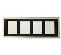 H7 Silver Picture Photo Frame with Black 7 x 5 Inch Four Aperture Long Mount