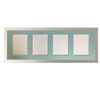 H7 Silver Picture Photo Frame with Blue 7 x 5 Inch Four Aperture Long Mount