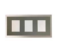 H7 Silver Picture Photo Frame with Dark Grey 6 X 4 Inch Three Aperture Long Mount