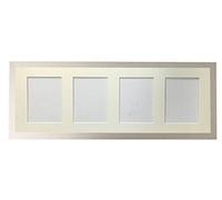 H7 Silver Picture Photo Frame with Ivory 7 x 5 Inch Four Aperture Long Mount