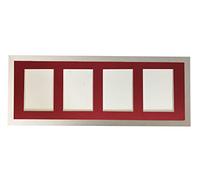 H7 Silver Picture Photo Frame with Red 7 x 5 Inch Four Aperture Long Mount