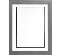 H7 Silver Picture Photo Frame With White and Black Double Mount 14"X11" for Pic Size A4