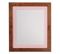H7 Vintage Wood Picture Photo Frame with Pink mount 10 x 10 For Image size 8 x 8 inch