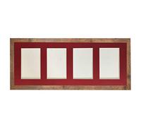 H7 Vintage Wood Picture Photo Frame with Red 7 x 5 Inch Four Aperture Long Mount