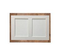 H7 Vintage Wood Picture Photo Frame with White 4 X 3 Inch Two Aperture Mount