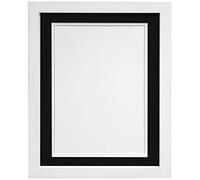 H7 White Picture Photo Frame With Black and White Double Mount 12"x10" for Pic Size 9"x7"