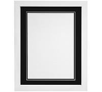 H7 White Picture Photo Frame With Black Double Mount 30"x20" for Pic Size A2 (Plastic Glass)