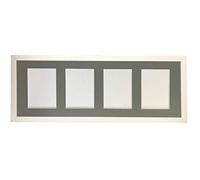 H7 White Picture Photo Frame with Dark Grey 7 x 5 Inch Four Aperture Long Mount